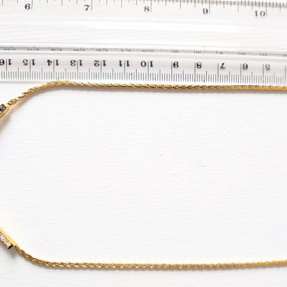 Vintage Blue & Clear Rhinestone Necklace – With Tag - Picture 7 of 14